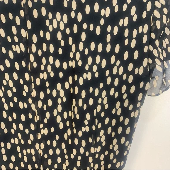 Talbot Petites Vintage 100% Pure Silk V Neck Wrap Polka Dot Midi Dress - Picture 2 of 12